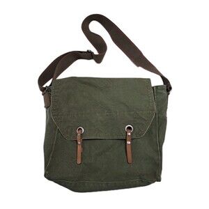Vintage Old Navy Surplus Gear Canvas Messenger Bag Green Y2K Satchel Crossbody